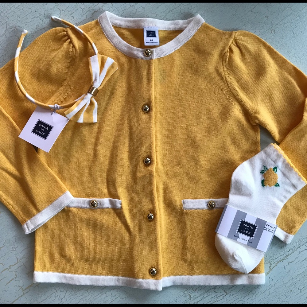 ✨Janie & Jack Cardigan, Headband, Sock Combo✨